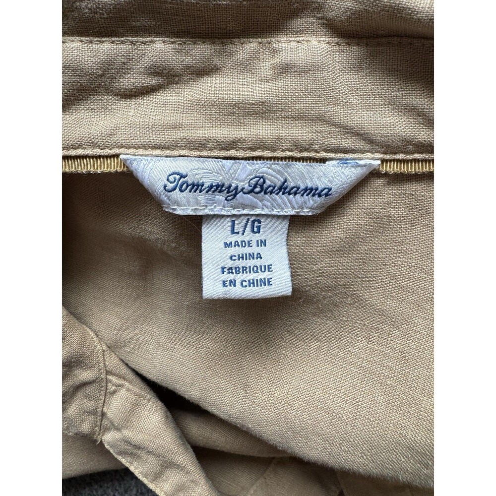 Tommy Bahama Two Palms Linen Shift Dress Natural Tan Large Beach Nautical Indie - Picture 7 of 9